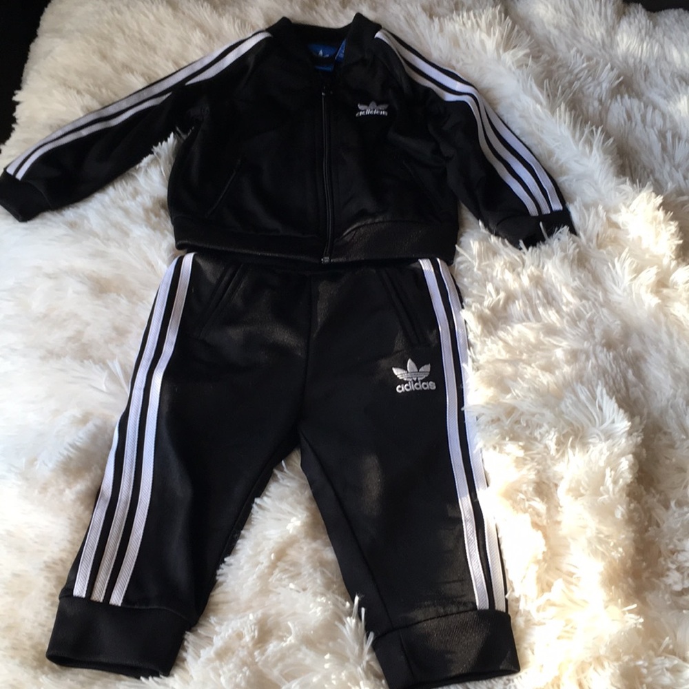 Baby Boy Black & White Adidas Track Suit/9m